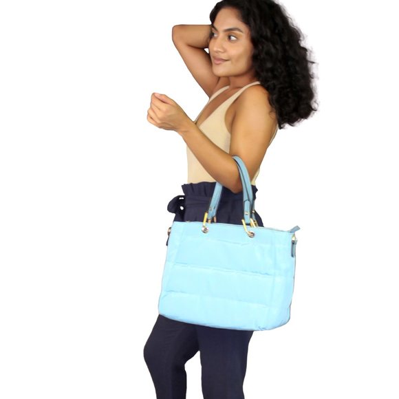 ISABELLE HANDBAGS VEGAN QUILTED NYLON TOTE - Picture 2 of 10